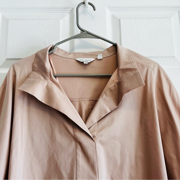 Ted Baker Avereye Rose Light Pink Blouse Batwing Popover Size 12/14 - Picture 7 of 11